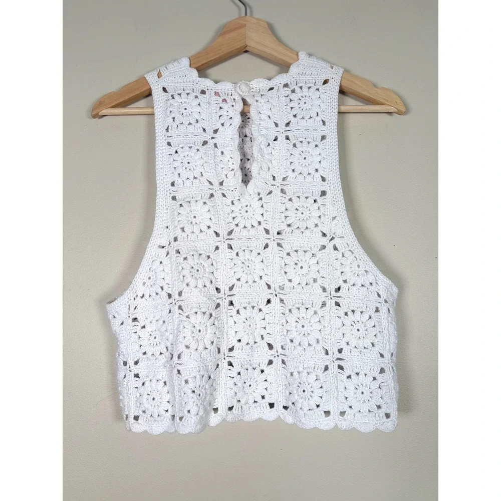 Show Me Your Mumu Laguna Top White Daisy Crochet Cotton Boho Crop XS Festival - Picture 4 of 8